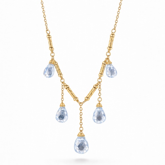 handmade Jewelry - Handmade Natural Topaz Droplet Dainty Necklace